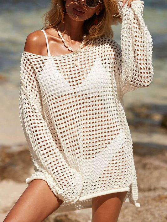 Strandbikini mit Ausschnitten, gestrickt, Sonnenschutz