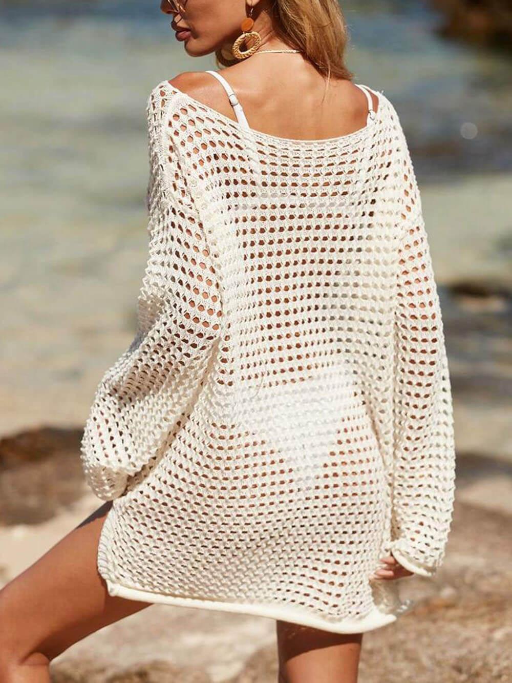 Strandbikini mit Ausschnitten, gestrickt, Sonnenschutz
